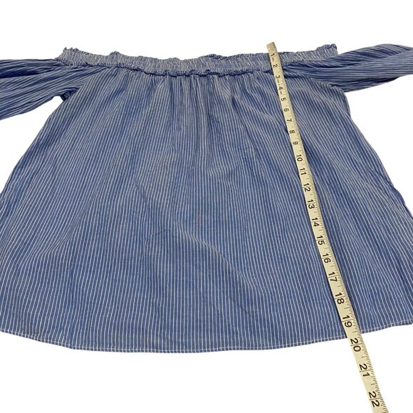 Lilly Pulitzer Moira Off the Shoulder Blue White Striped Blouse Size L - Picture 8 of 8